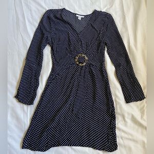 Topshop Navy Polka Dot Tortoise Ring Wrap Dress [4]